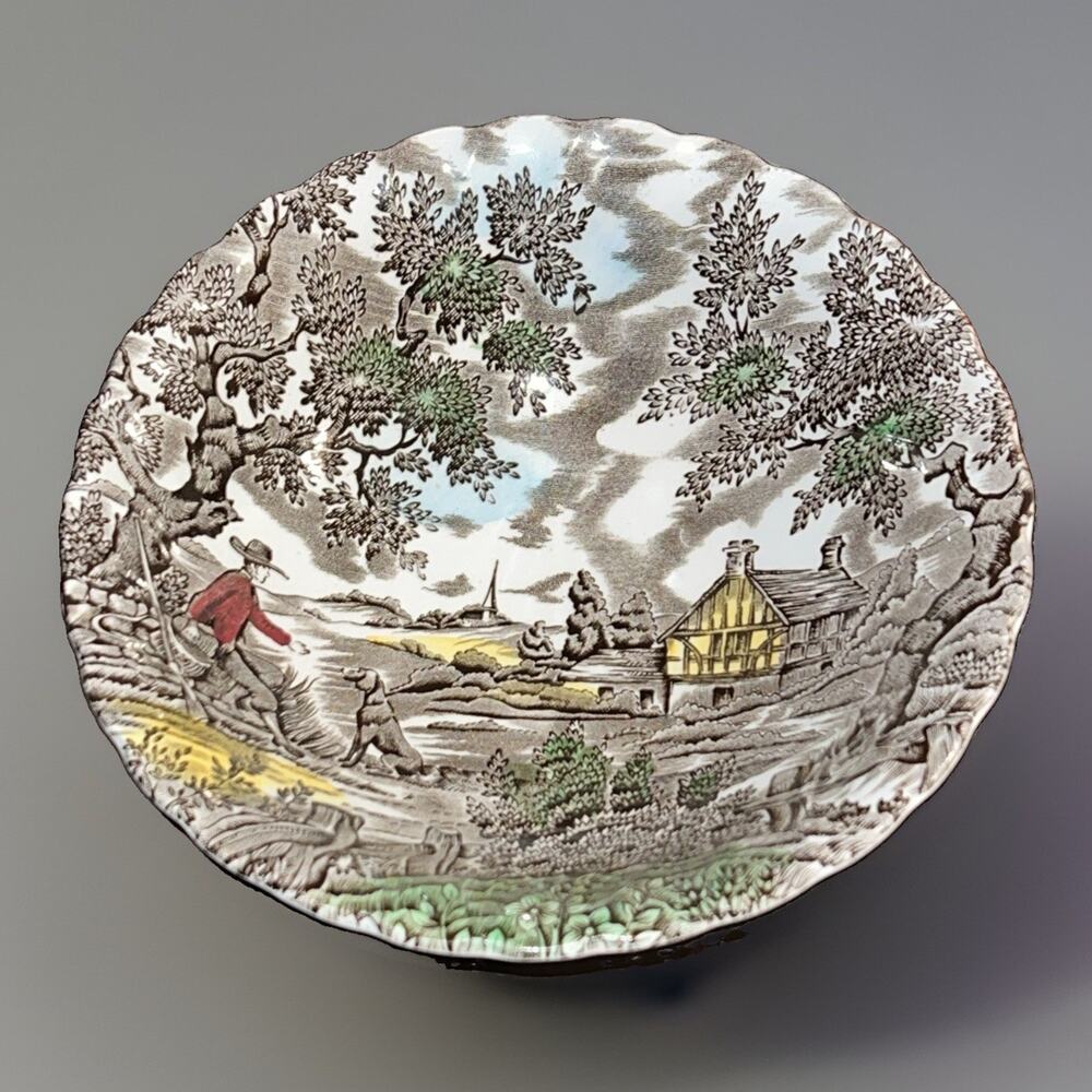 Franciscan Staffordshire England The Hunter Vtg MCM 6.25" Bowl Cottagecore Lodge